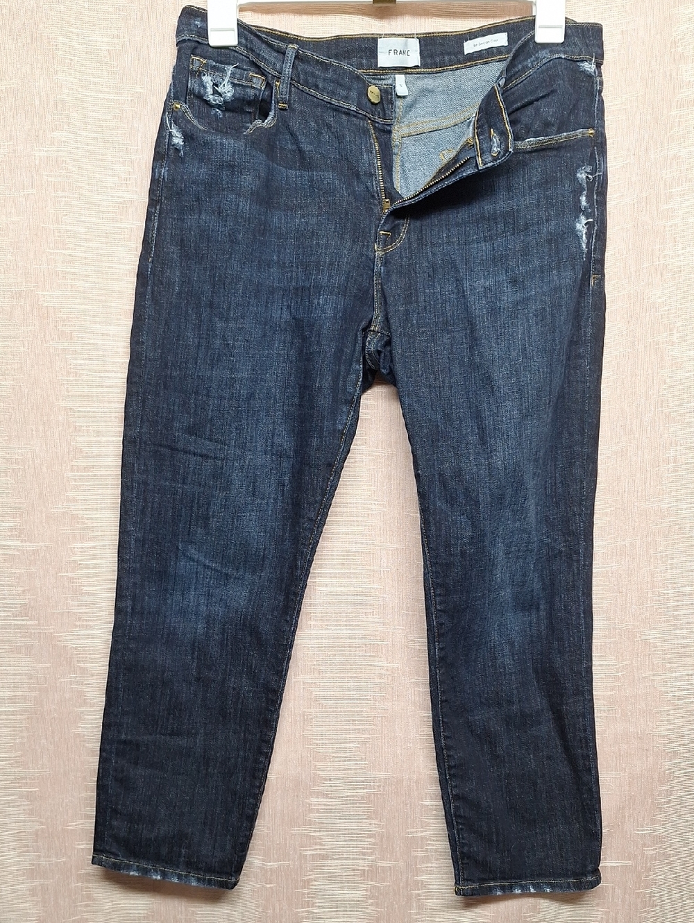 Frame Denim Ladies Dark Blue Cropped Jeans with Contrast Stitching Size 31 waist